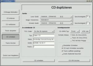 Abbildung 3: Einstellungen fürs CD-Schreiben.