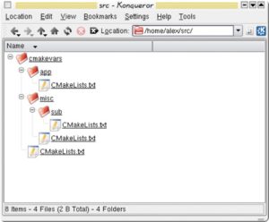 Abbildung 3: Die Dateistruktur zum Test der Cmake-Variablen besteht nur aus drei Projektdateien.
