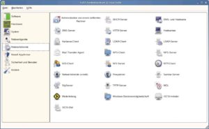 Abbildung 3: Yast bietet in alter Suse-Tradition eine grafische Oberfläche zu Konfiguration vieler Linux-Komponenten. In SLES kommen im Vergleich zu Open Suse noch einige Server-relevante Yast-Module hinzu.