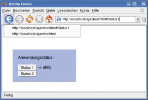 Abbildung 2: Der HTML-Anker nach dem #-Zeichen in URLs lässt sich als Status-ID missbrauchen, sodass sich deren Zustand in einer Bookmark erfassen lässt. Für Bookmarks sind noch einige Javascript-Tricks erforderlich.