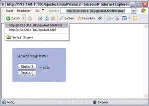 Abbildung 3: Der versteckte Iframe sorgt auch im Internet Explorer dafür, das jede Statusänderung einen History-Eintrag hinterlässt. Für Bookmarks kommen wie bei anderen Browsern HTML-Anker zum Einsatz.