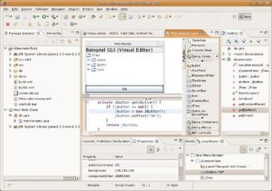 Abbildung 9: GUIs per Drag&Drop: Der Visual Editor erstellt die entsprechenden Klassen und nimmt dem Programmierer damit Handarbeit ab.