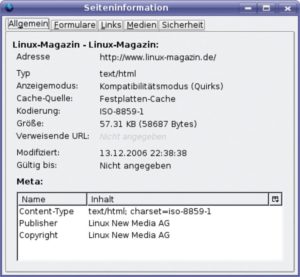 Abbildung 1: Alle Browser wählen nach undurchschaubaren Kriterien zwischen ihren Darstellungsmodi je nach vorgefundener DTD. Hier hat sich ein Firefox für einen Quirks-Modus entschieden.