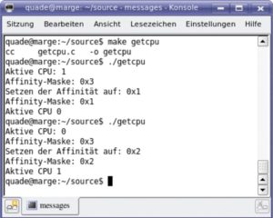 Abbildung 4: Mit Hilfe des Systemcalls »sched_setaffinity()« lässt sich eine Prozessmigration erzwingen.
