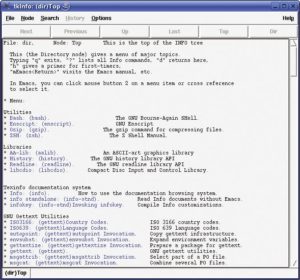 Abbildung 3: Für das Info-System gibt es die grafische Oberfläche »tkinfo«. Die Navigation mit der Maus ist bei Info-Pages für viele Anwender bequemer als mit der Tastatur.