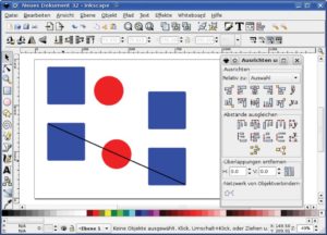 Abbildung 1: Nachdem Version 0.44 erstmals magnetische, aneinander einrastende Objekte einführte, unterstützt Inkscape den Benutzer beim Positionieren von Objekten besser als selbst die teure Profianwendung von Adobe.