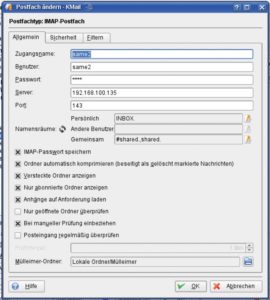 Abbildung 2: Nie mehr allein – IMAP kennt von mehreren Accounts gemeinsam nutzbare IMAP-Folder. Gute Mailclients erkennen die unterschiedlichen Namensräume und berücksichtigen dies auch bei der Darstellung.
