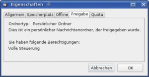 Abbildung 3: Thunderbird kann die IMAP-Rechte an einem Mailboxordner zwar lesen und darstellen, ändern kann der Benutzer sie jedoch nicht.