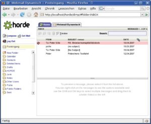 Abbildung 3: Wer die Installation des Horde-Framework mit allen benötigten Komponenten übersteht, den belohnt Dimp mit einer komfortablen und übersichtlichen Webmailer-Anwendung.