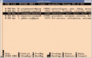 Abbildung 4: Der E-Mail-Client sieht auf dem IMAP-Server alle abgeschlossenen Messaging-Sessions. Die Subject-Zeile der fünften Session zeigt mit »*L*« den Austausch einer URL an.