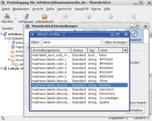 Abbildung 5: Thunderbird bietet erst in den erweiterten Einstellungen auch die Möglichkeit, direkt auf die im IMAP vergebenen Flags Einfluss zu nehmen.