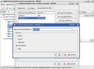 Abbildung 7: Unter Kmail kann der Benutzer jeden IMAP-Folder für beliebige andere Benutzer freigeben und gleichzeitig die Rechte einstellen.