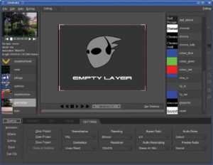 Abbildung 1: Das Video-Effekt-Programm Jahshaka setzt auf OpenML. Die grafische Oberfläche greift deshalb auf OpenGL und zurück und macht von der Hardwarebeschleunigung einer Grafikkarte Gebrauch.