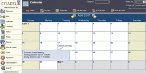 Abbildung 2: Der Citadel-Kalender in Webcit ist wie alle Module ausgesprochen übersichtlich. Kleine Ajax-Pop-ups zeigen Vorschau-Informationen auf die Termine.