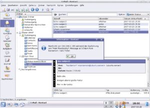 Abbildung 4: Kontact ist über IMAP hinaus auch ein vollständiger Groupware-Client für Citadel: Beim Abholen von Mail versorgt ein Pop-up den Benutzer mit den Nachrichten aus dem Instant Messaging.