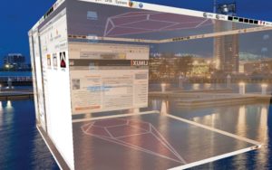 Abbildung 5: Der transparente Würfel vermittelt dem Benutzer das Gefühl, dass auch sein Desktop frei im Raum schwebt.