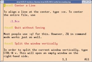 Abbildung 2: Der Versender kann neue Tipps auch per Hand in einem normalen Editor verfassen - hier drei vorbereitete Vim-Tipps.