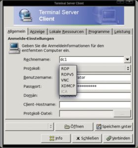 Abbildung 3: Tsclient erspart mit einer grafischen Oberfläche die Handarbeit auf der Konsole, unterstützt allerdings nicht den ganzen Leistungsumfang von Rdesktop.