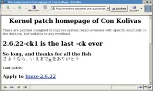 Abbildung 1: Cons Abschiedsgruß auf seiner Patch-Homepage  das berühmte Douglas-Adams-Zitat auf Englisch und Japanisch.