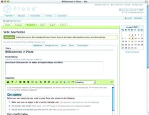 Abbildung 2: Der eingebaute Editor Kupu ermöglicht auch Anwendern ohne HTML-Kenntnisse das Eingeben von Inhalten. Potenziell schädliches HTML filtert das System aus.