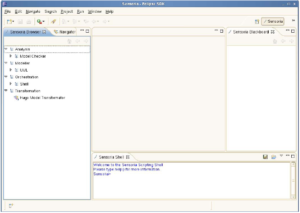 Das Sensoria CASE-Tool ist eine Erweiterung von Eclipse. Der Sensoria-Browser listet nach Kategorien geordnet die zur Verfügung stehenden Tools.