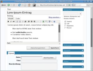 Abbildung 1: Gut zu bedienen: In dem mit Ajax-Elementen ausgestatteten Editor von WordPress kann sich der Blogautor ganz auf das Texten konzentrieren.