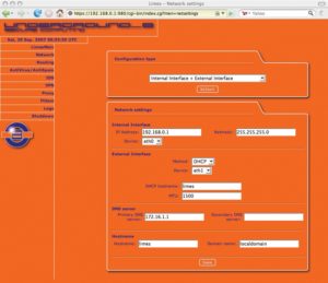Abbildung 4: Bei den Netzwerkeinstellungen der Limes MF ist es möglich, am externen Interface die IP-Adresse per DHCP zu beziehen. Für das interne Netz dient die Appliance fortan als DHCP-Server.