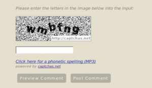 Abbildung 4: So genannte Captcha-Images, die eine vom Benutzer einzugebende Passphrase vor gemustertem Hintergrund anzeigen, um OCR zu erschweren, bilden einen wirkungsvollen Schutz gegen Spamroboter.