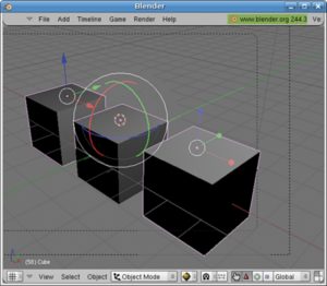 Abbildung 7: Objekte interaktiv verschieben, drehen oder skalieren: Widgets in den für viele 3D-Programme üblichen Farben für die x-, y- und z-Achse erleichtern die Orientierung im Raum.