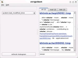 Abbildung 7: Strigi, die neue Desktop-Suche, geht schnell und effektiv zu Werke. Der aktuelle Client ist minimalistisch und wird noch überarbeitet.
