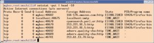 Abbildung 1: Die Ausgabe des Kommandos »netstat -put« zeigt eine Liste aktiver TCP-Ports.
