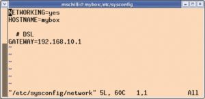 Abbildung 2: Ursprüngliche Version von »/etc/sysconfig/network« vor dem Einspielen des Patch.