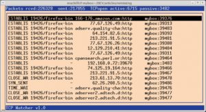 Abbildung 3: Der in Perl geschriebene Monitor zeigt laufend die aktuellen TCP-Verbindungen an.