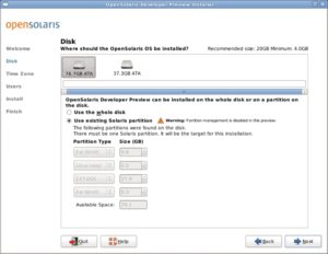 Abbildung 4: Ein Assistent macht die Open-Solaris-Installation einfach, auch wenn der Slim Installer im gegenwärtigen Frühstadium noch wichtige Funktionen vermissen lässt.