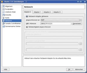 Abbildung 5: Bei der von Virtualbox »Hostinterface« genannten Bridging-Variante stehen zwei Eingabefelder für Start und Stopp des virtuellen Interface zur Verfügung. Hier leisten eigene Skripte gute Dienste.
