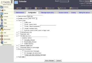 Citadel, das ehemalige BBS, ist heute eines der ältesten freien Software-Projekte. Die Abbildung zeigt den Webclient webcit bei der Administration eines Kalenders.