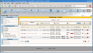 Egroupware bringt umfangreiche Funktionen mit, die Abbildung zeigt das Modul Projektmanagement in Version 1.4.
