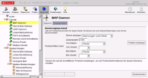 Scalix, der Nachfolger von HP Openmail, bringt nahtlose Active-Directory-Integration, Clustering und Multi-Server-Setups. Die Abbildung zeigt einen Ausschnitt der Administrationskonsole.