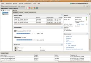 Abbildung 1: Das neue Webinterface von VMware Server bietet viele Funktionen übersichtlich an.