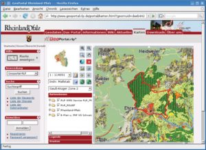Abbildung 3: Auch als Live-CD erhältlich ist das auf Open-Source-Software basierende Geoportal des Landes Rheinland-Pfalz. Die Datengrundlage, hier der Flächennutzungsplan, ist bei diesen Portalen meist genauer als bei Google.