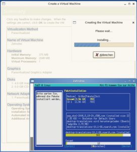 Abbildung 3: Nachdem die virtuelle Hardware konfiguriert wurde, läuft hier die Installation einer neuen Maschine einfach von CD.