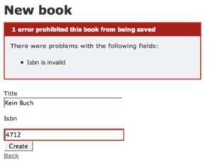Abbildung 1: Die in Listing 5 provozierte Fehlermeldung im Webbrowser: Die ISBN-Nummer ist ungültig.