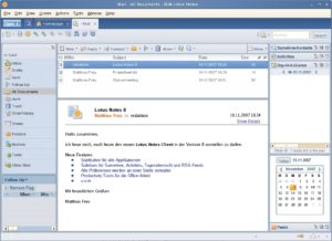 Abbildung 1: Schön anzuschauen: Die E-Mail-Verwaltung mit Lotus Notes macht einen aufgeräumten Eindruck und steht ganz im Zeichen des neuen Portal-Feelings. Oben links der zentrale Startknopf »Open«.