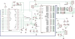 Abbildung 2: Der Schaltplan für USBprog mit ATMega32 (IC1), USBN9604 (IC2), 10-poligem Stecker (SV2), UART-Anschluss (JP2), LED1 Status, LED2 Power, USB-B-Buchse oder einem A-Stecker (J1), Quarz 24 MHz (Y1).