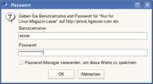 Abbildung 4: Dieses Verzeichnis hat der Systemverwalter durch eine Passwortdatei und die richtigen Optionen in ».htaccess« geschützt.