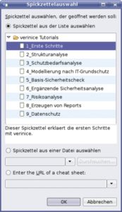 Abbildung 7: Insgesamt neun Tutorials mit Schritt-für-Schritt-Anleitungen zu allen wichtigen Teilen des Programms sind in der Hilfefunktion von Verinice enthalten.