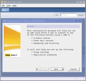 Abbildung 7: Lotus Notes auf Linux ist erfolgreich gestartet, jetzt will der Client seine Konfiguration erhalten. Auch dafür gibt's einen Wizard.