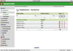 Abbildung 3: Alle Asterisk-Toolsets &ndash; hier Gemeinschaft &ndash; bieten ein Web-Telefonbuch zum Anklicken des gewünschten Gesprächspartners.