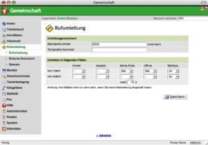 Abbildung 5: Gemeinschaft kennt bedingte Varianten der Rufumleitung, zu konfigurieren über das gezeigte Webinterface.
