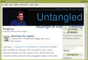 Abbildung 2: In seinem Blog kündigt Roy Fielding seinen Abschied von Sun an. Den Apache-Mitbegründer überrascht besonders das späte Medienecho.
